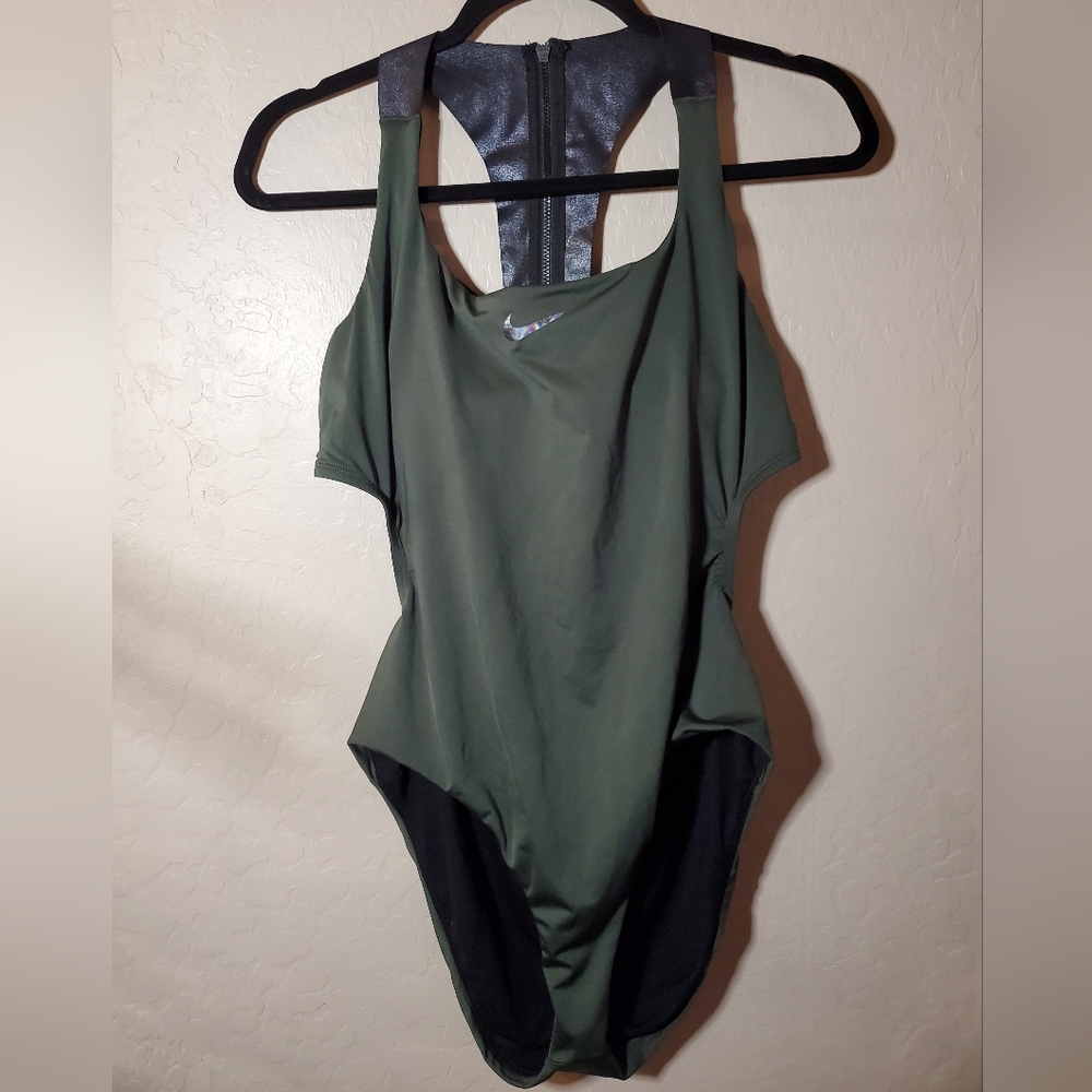 Nike Dark Green Backless One Piece Bathing Suit - Size L